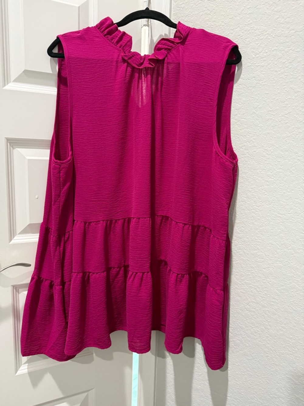 entro Sleeveless Tiered Ruffle-Neck Blouse - Fuchsia